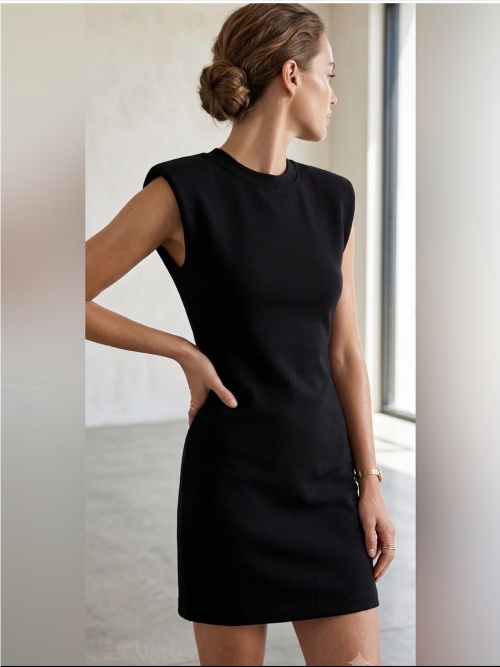 Zara Structured Black Sleeveless Mini Dress M